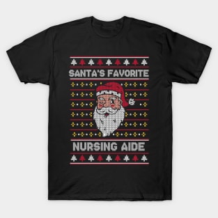 Santa's Favorite Nursing Aide // Funny Ugly Christmas Sweater // Nurse's Aide Holiday Xmas T-Shirt